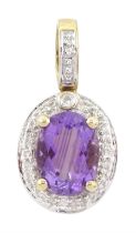 9ct gold amethyst and cubic zirconia pedant