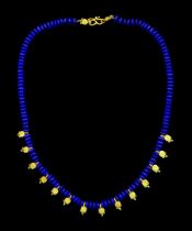 18ct gold and lapis lazuli bead necklace