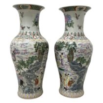 Pair of 20th century Chinese famille rose porcelain floor vases