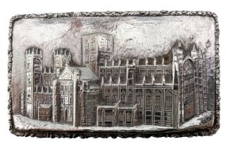 Early Victorian silver castle -top snuff box