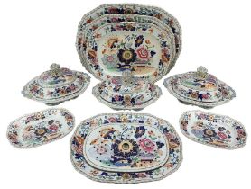 Victorian stone china imari pattern part dinner service