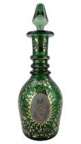 19th century Bohemian emerald green glass and gilt decanter