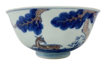 Chinese blue and white 'Deer' bowl