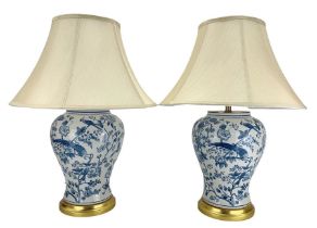 Pair of blue and white table lamps