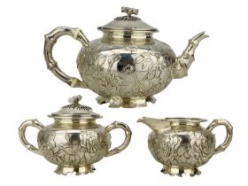 Late 19th/early 20th century Chinese export silver bachelors tea service