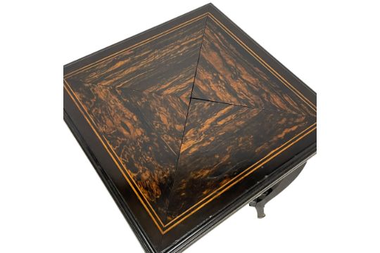 Late Victorian Coromandel wood and ebonised envelope card table - Image 3 of 12