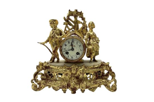 French - late 19th century spelter 8-day mantle clock - Image 1 of 3