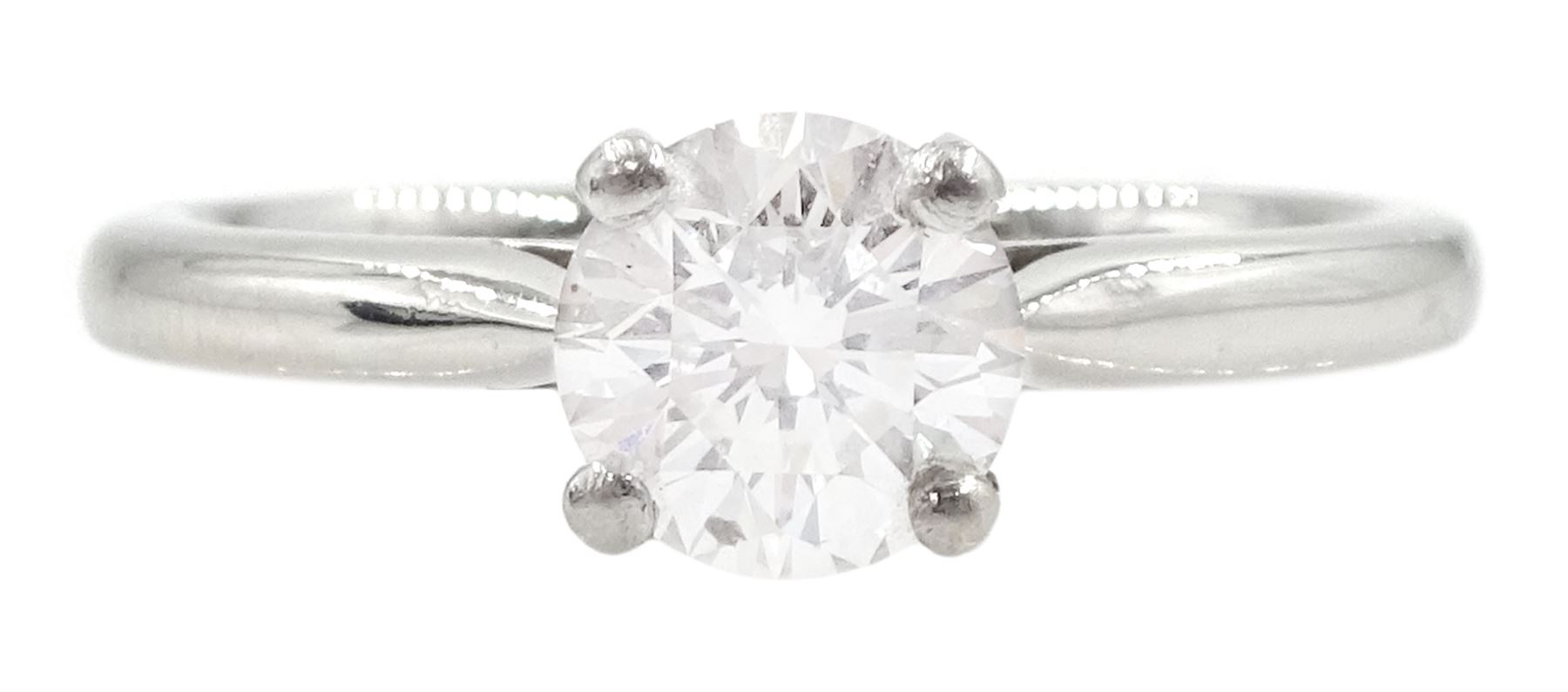 Platinum single stone round brilliant cut diamond ring