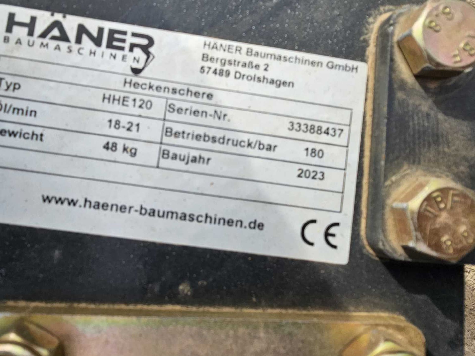 Unused 2023 Haner HHE120 Finger Bar Mower to suit Mini Excavator (Copy of Declaration of Conformity  - Image 7 of 7