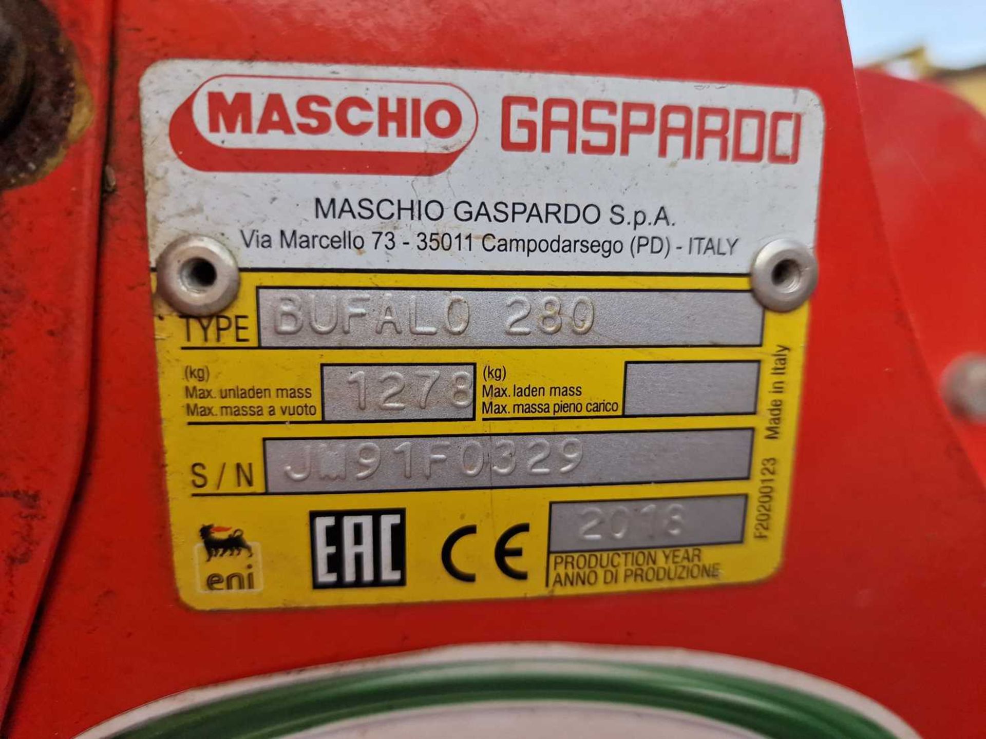 2018 Maschio Bufalo 280 PTO Driven Topper, Side Shift to suit 3 Point Linkage - Image 11 of 11