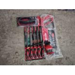 Unused Dexton 5Pcs Engineers File Set, 12" Hack Saw (24TPI), 6" Wire Brush Set, Oil Can (1 of)