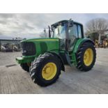 John Deere 6620 4WD Tractor, Power Quad, 40K, Front Linkage, 3 Spool Valves, Push Out Hitch, A/C
