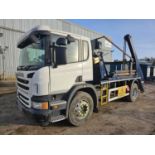 2014 Scania P320 4x2 Skip Loader Lorry, Extendable Arms, Easy Sheet, Manual Gear Box, Draw Bar, Reve