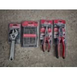 Unused Dexton 6" Long Nose Pliers, 8" Combination Pliers, 8" Adjustable Spanner, 10Pcs Double Ended