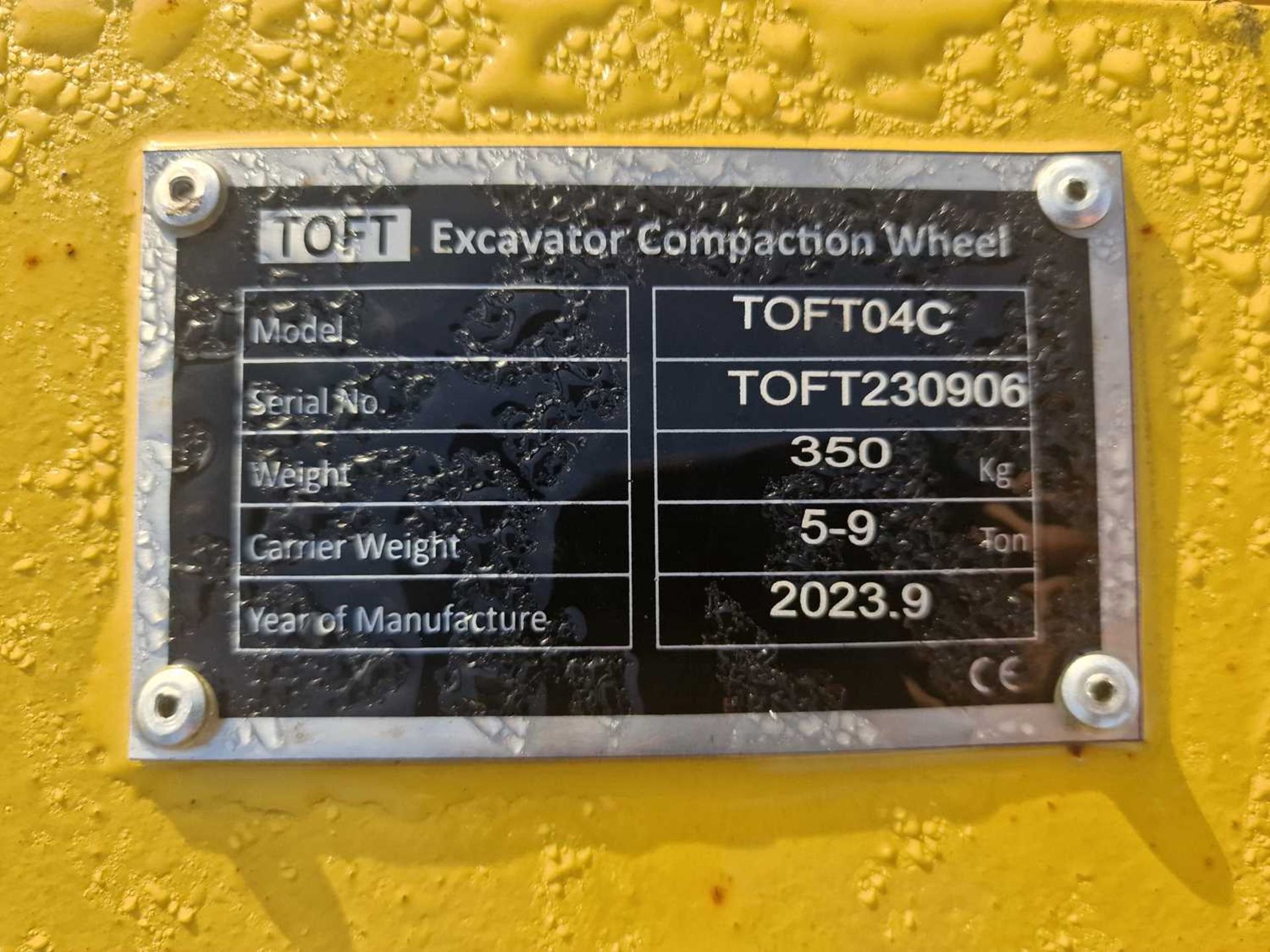 Unused TOFT TOFT04C Compactor Wheel 45mm Pin to suit 4-6 Ton Excavator - Image 8 of 8