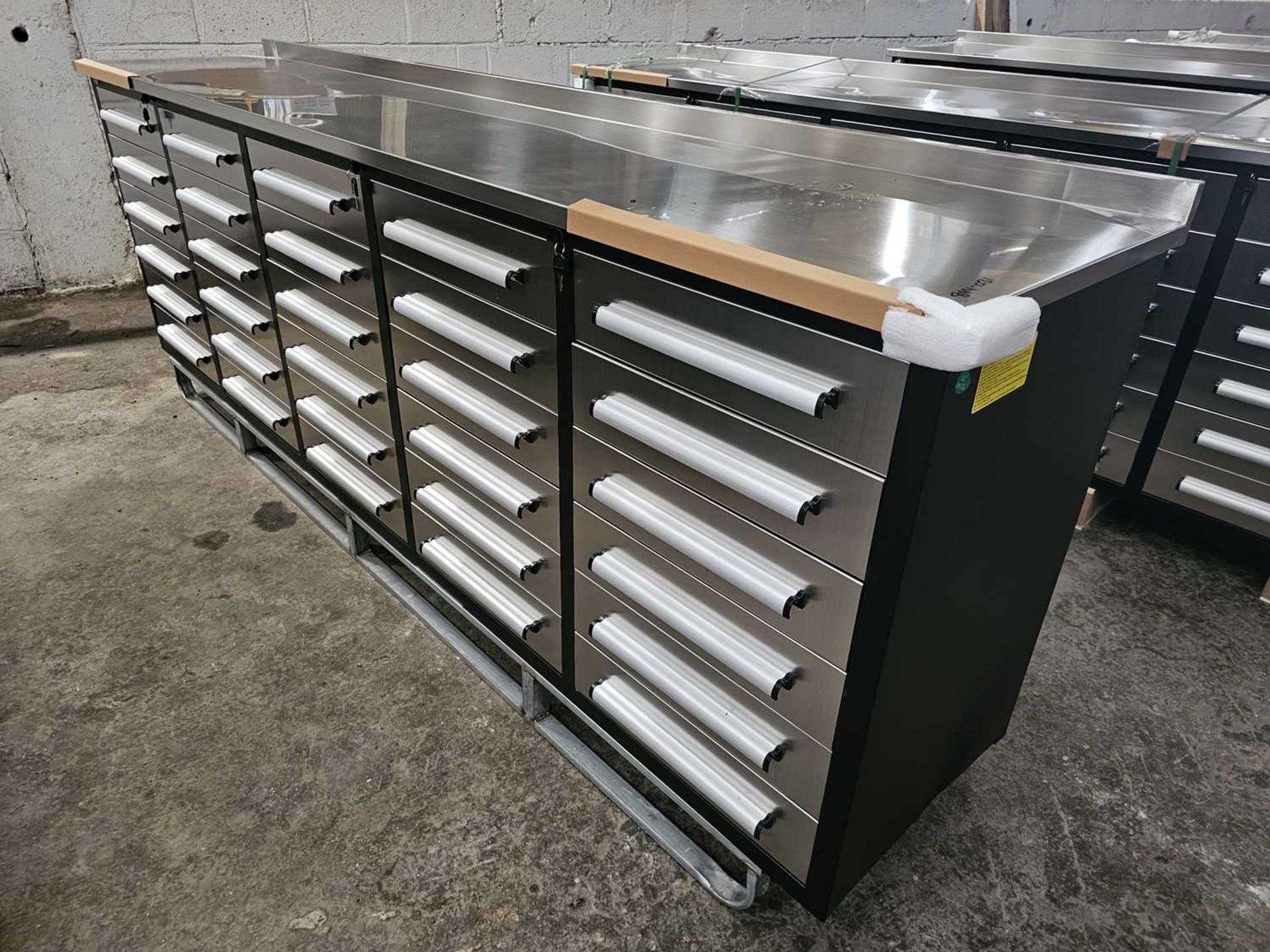 Unused Steelman 10' Work Bench, 30 Drawers