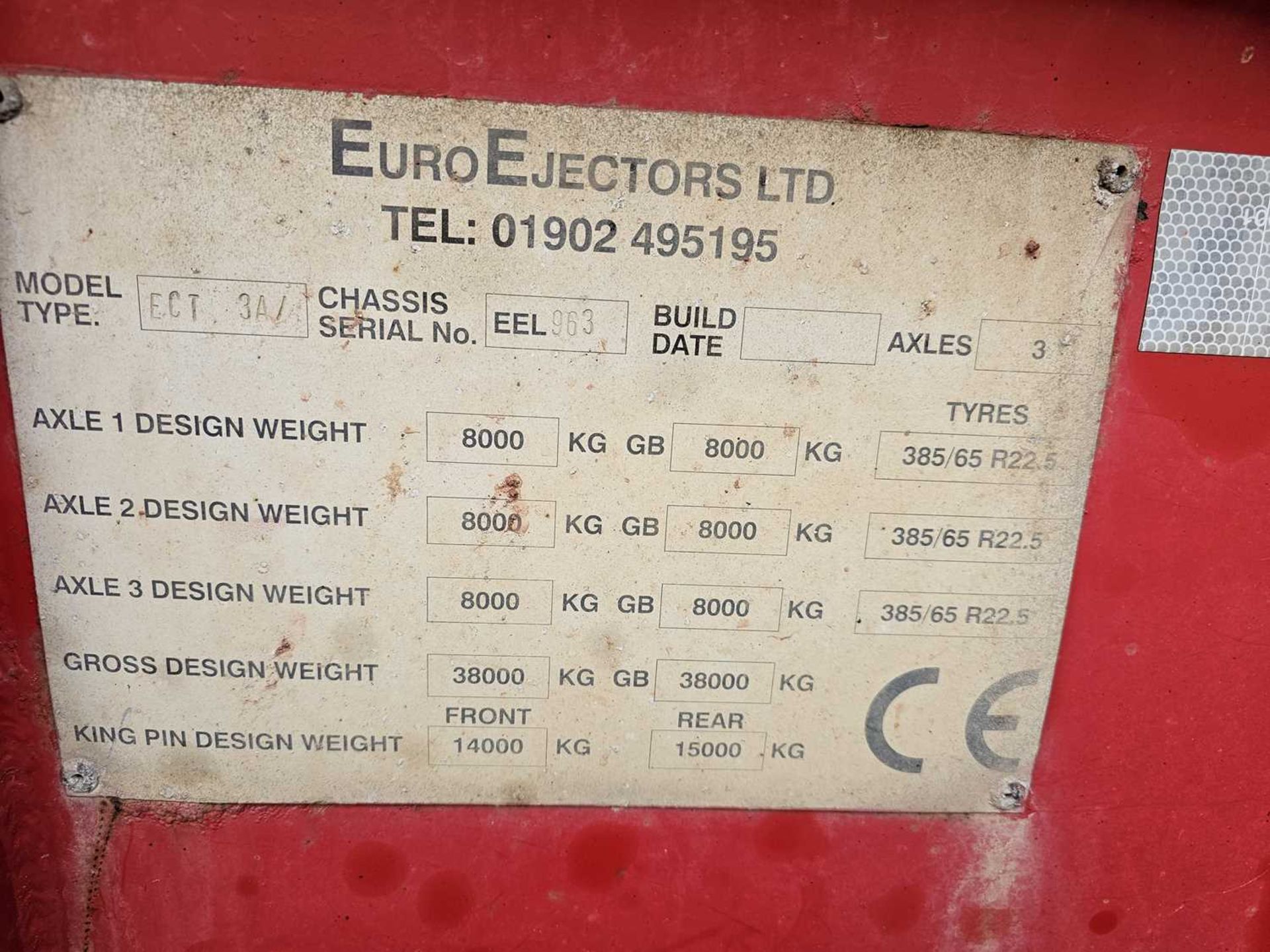 2003 Euro Ejectors ECT3A Tri Axle Ejector Trailer, Hydraulic Tail Gate, Front Lift Axle, Easy Sheet - Image 17 of 17