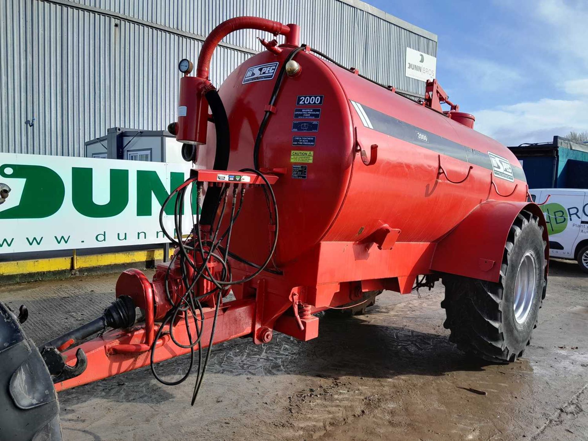 Hi Spec 2000 Gallon Single Axle PTO Driven Slurry Tanker, Sprung Draw Bar, Top Fill