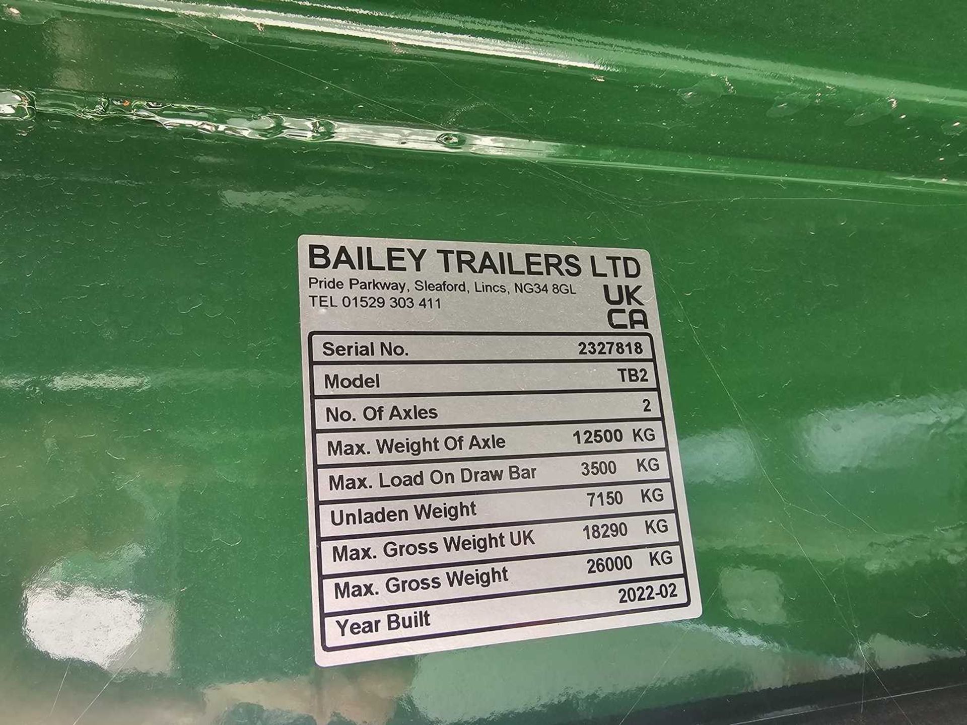 Unused 2022 Bailey TB2 18 Ton Twin Axle Silage Trailer, Sprung Draw Bar, Air Brakes, Hydraulic Tail  - Image 18 of 18