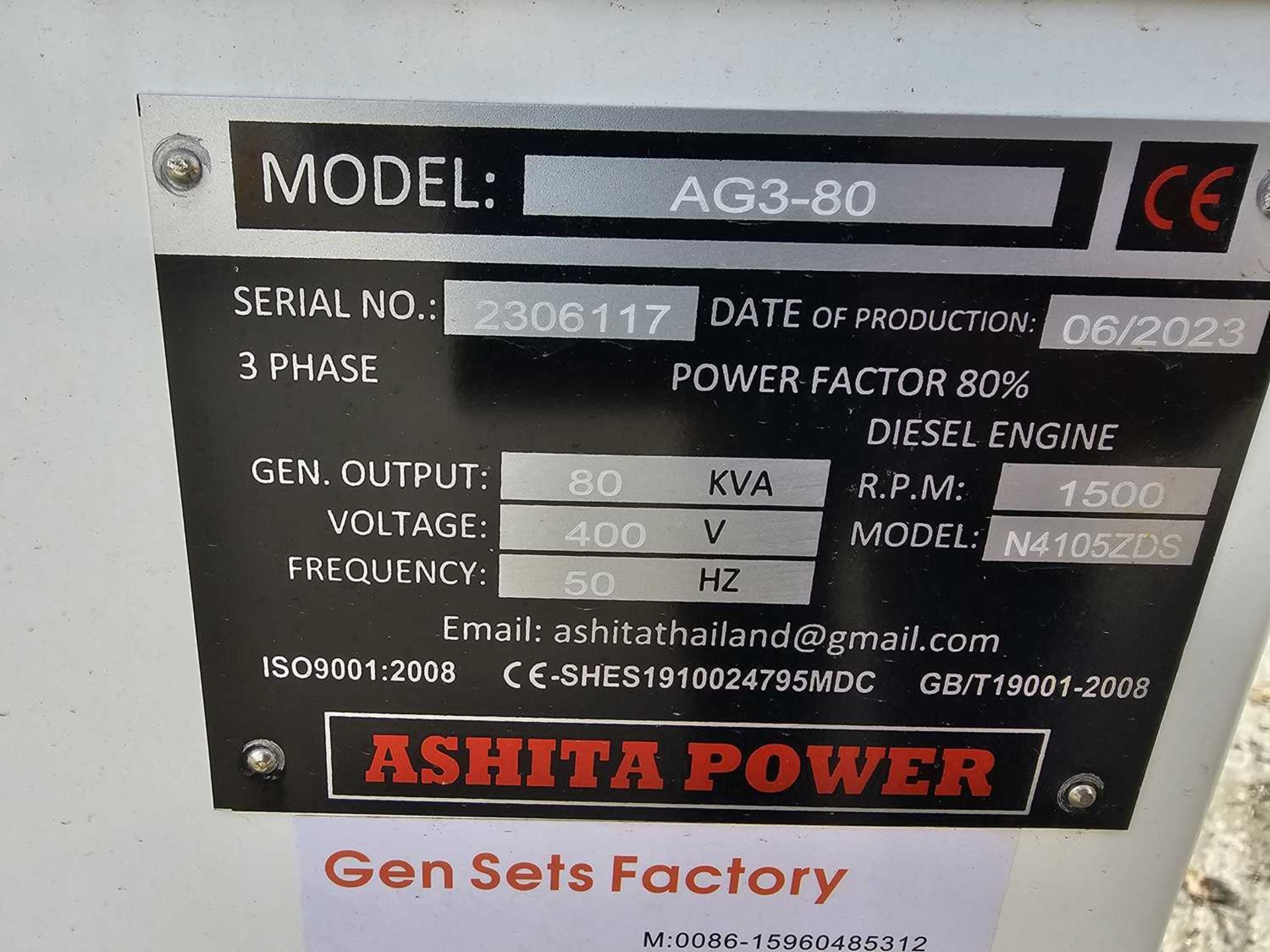Unused 2023 Ashita Power AG3-80 80KvA Generator - Image 13 of 13