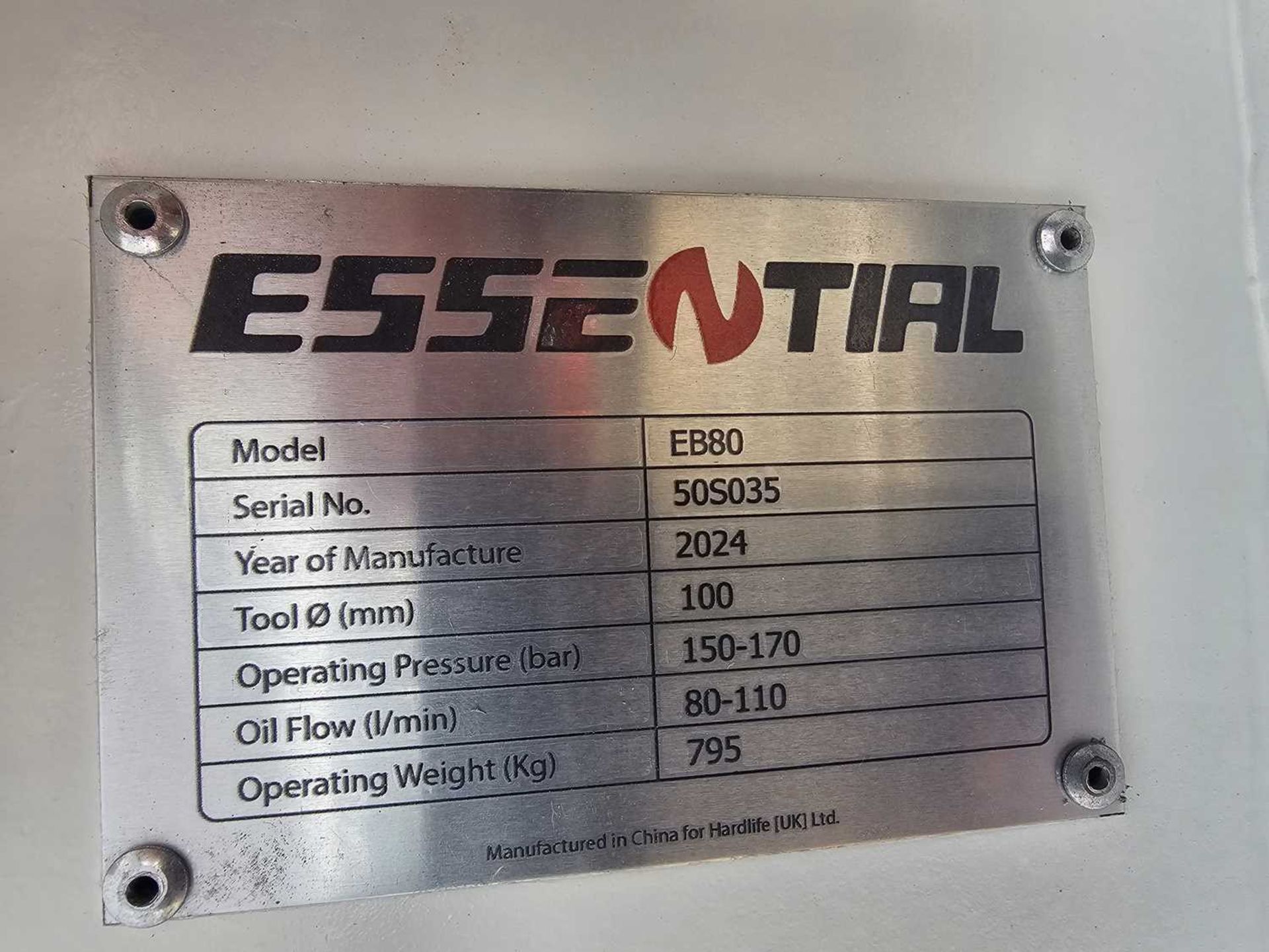 Unused 2024 Essential EB80 Hydraulic Breaker 65mm Pin to suit 13 Ton Excavator - Image 10 of 10
