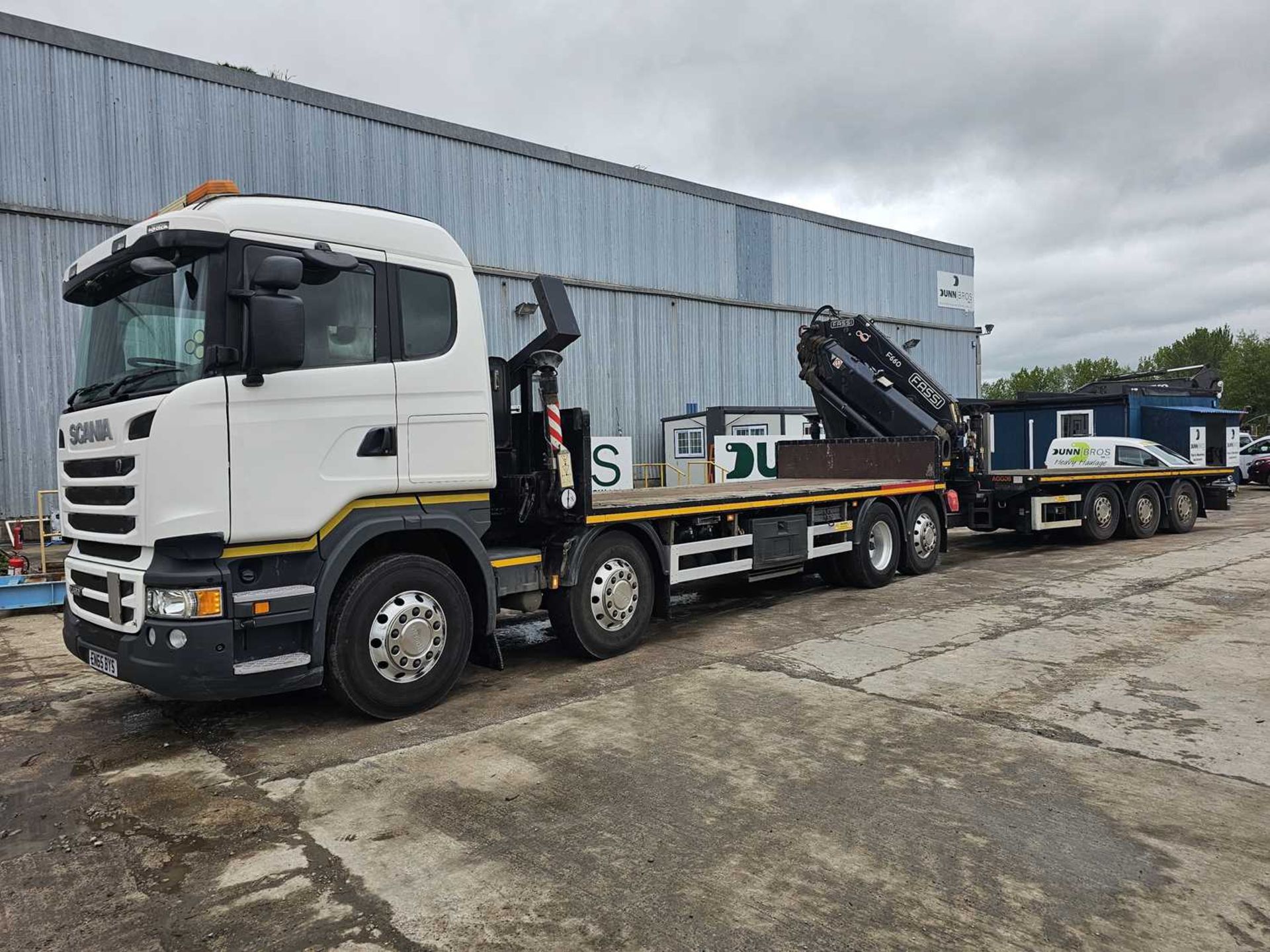 2016 Scania R490 8x2 Rear Lift Rear Steer Flat Bed Lorry, Rear Mounted Fassi F660 Crane, Reverse Cam