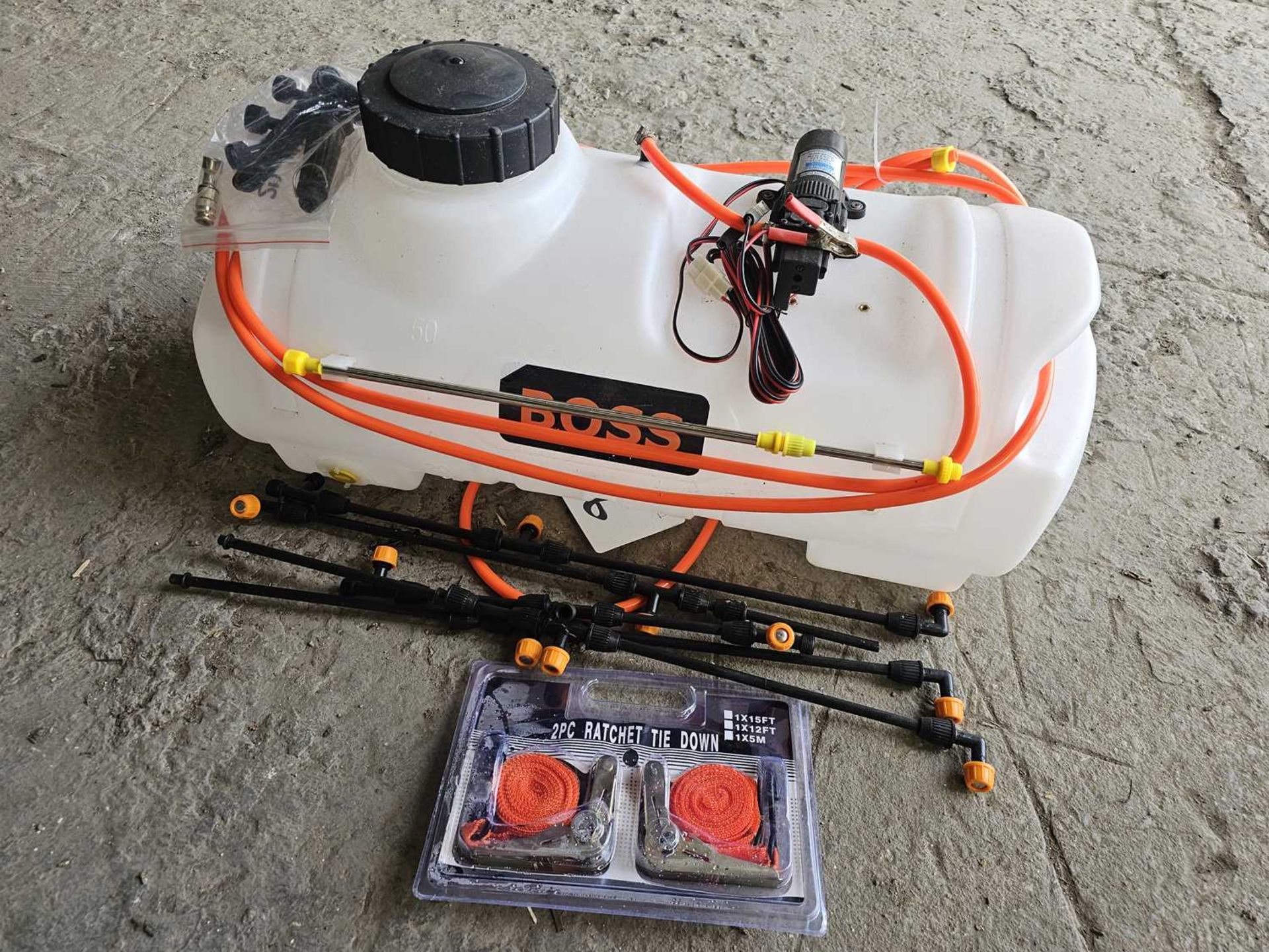 Unused Boss FLSP-15-038 50 Litre ATV Spot Sprayer, Lance, 12 Volt Pump, Attachments