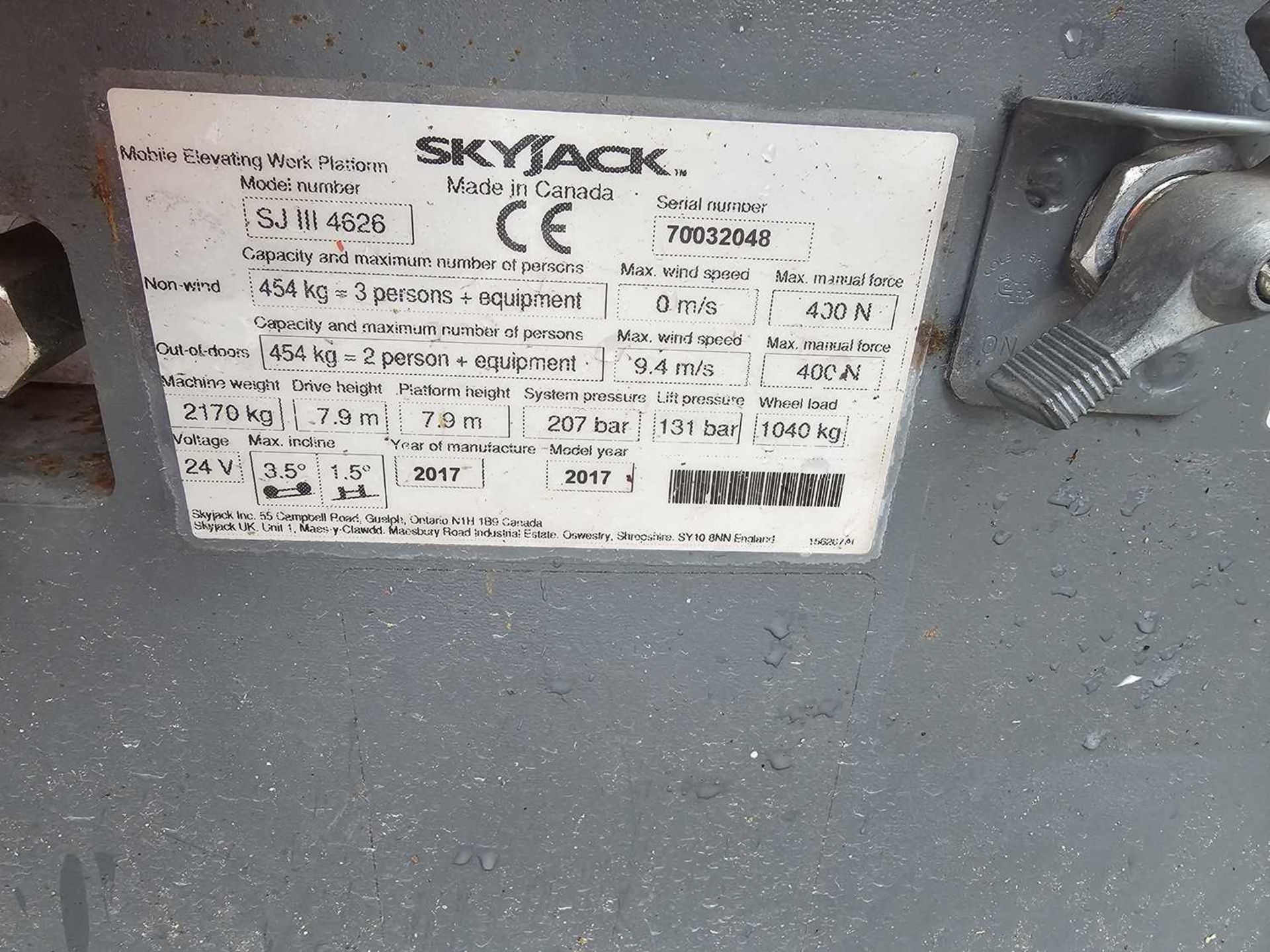 2017 Skyjack SJ4626 Wheeled Scissor Lift Access Platform - Image 15 of 15