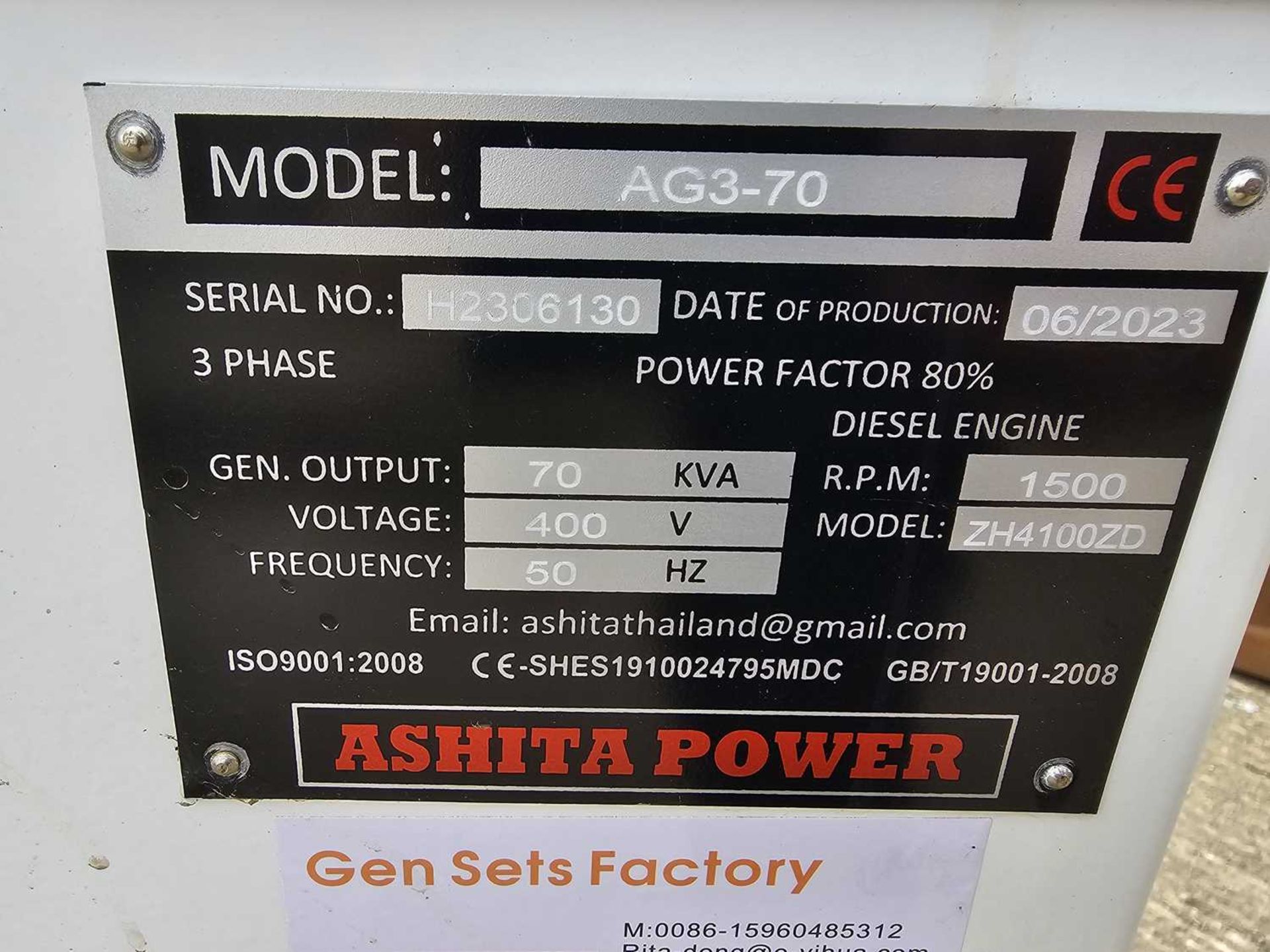Unused 2023 Ashita Power AG3-70 70KvA Generator - Image 13 of 13