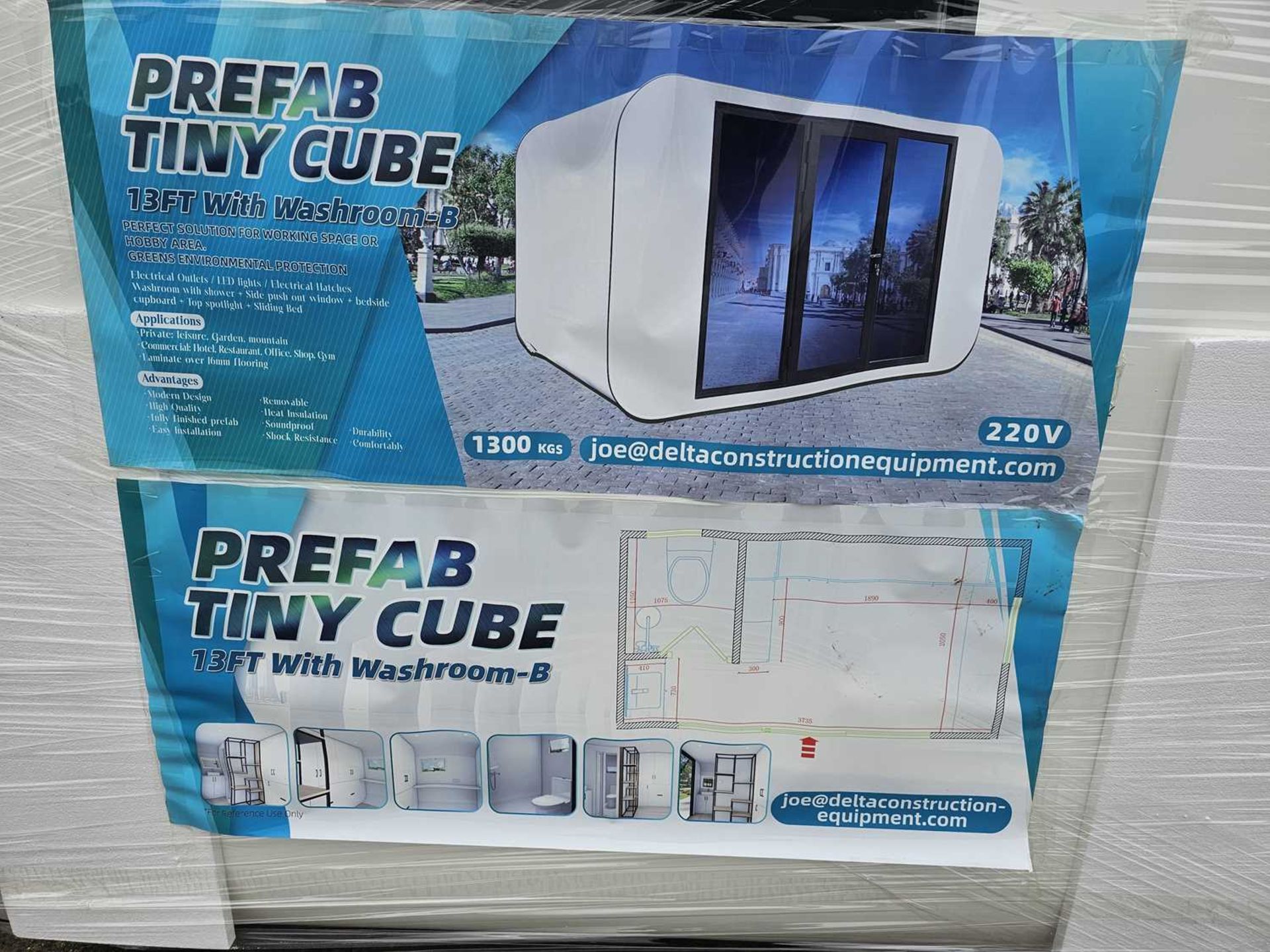 Unused 13' Prefab Tiny Cube Welfare Pod, Wash Room with Shower and Basin, Fold Out Bed, Cabinets and - Image 16 of 16