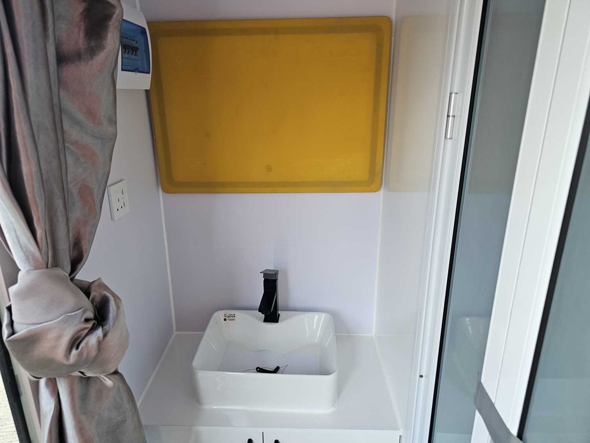 Unused Bastone 13' Prefab Tiny Cube Welfare Pod, Wash Room with Shower and Basin, Fixed Bed, Cabinet - Image 13 of 20