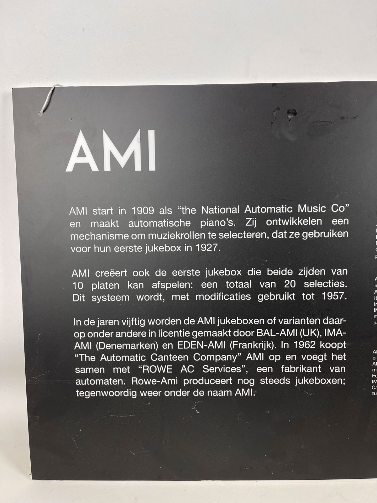 Multiple Language Info Sign from the Museum De Panne AMI Jukebox Section - Image 4 of 5