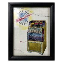 Framed Rock-Ola 1432 "Rocket" Jukebox Advertisement