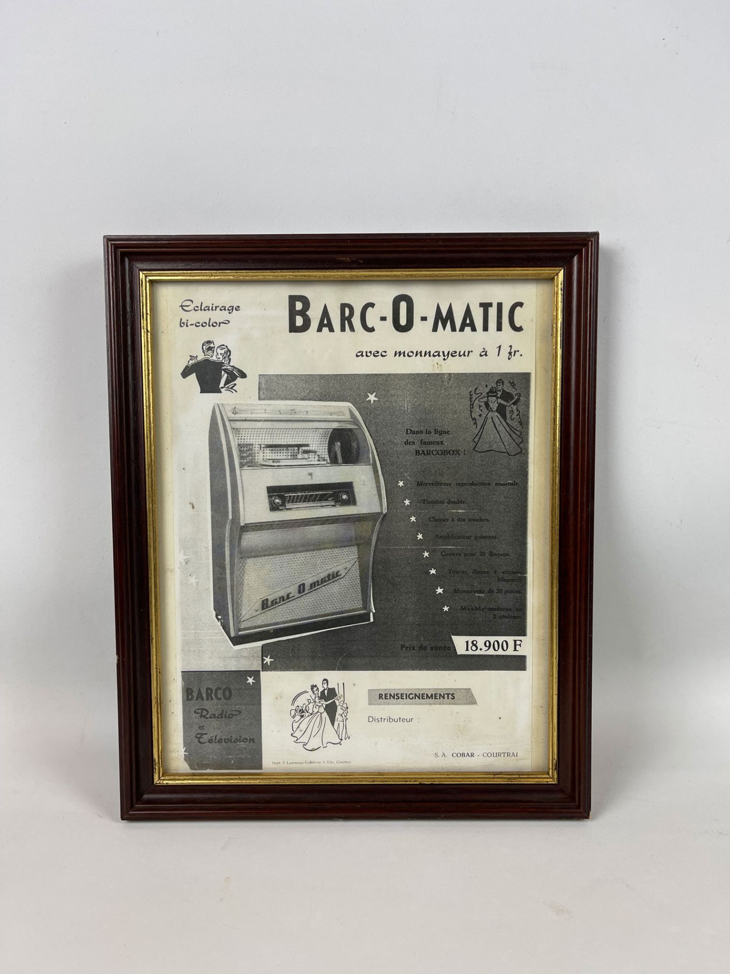 Framed Belgian Barco Barc-O-Matic Coin-Op Radio & Record Player Advertisement - Image 2 of 3