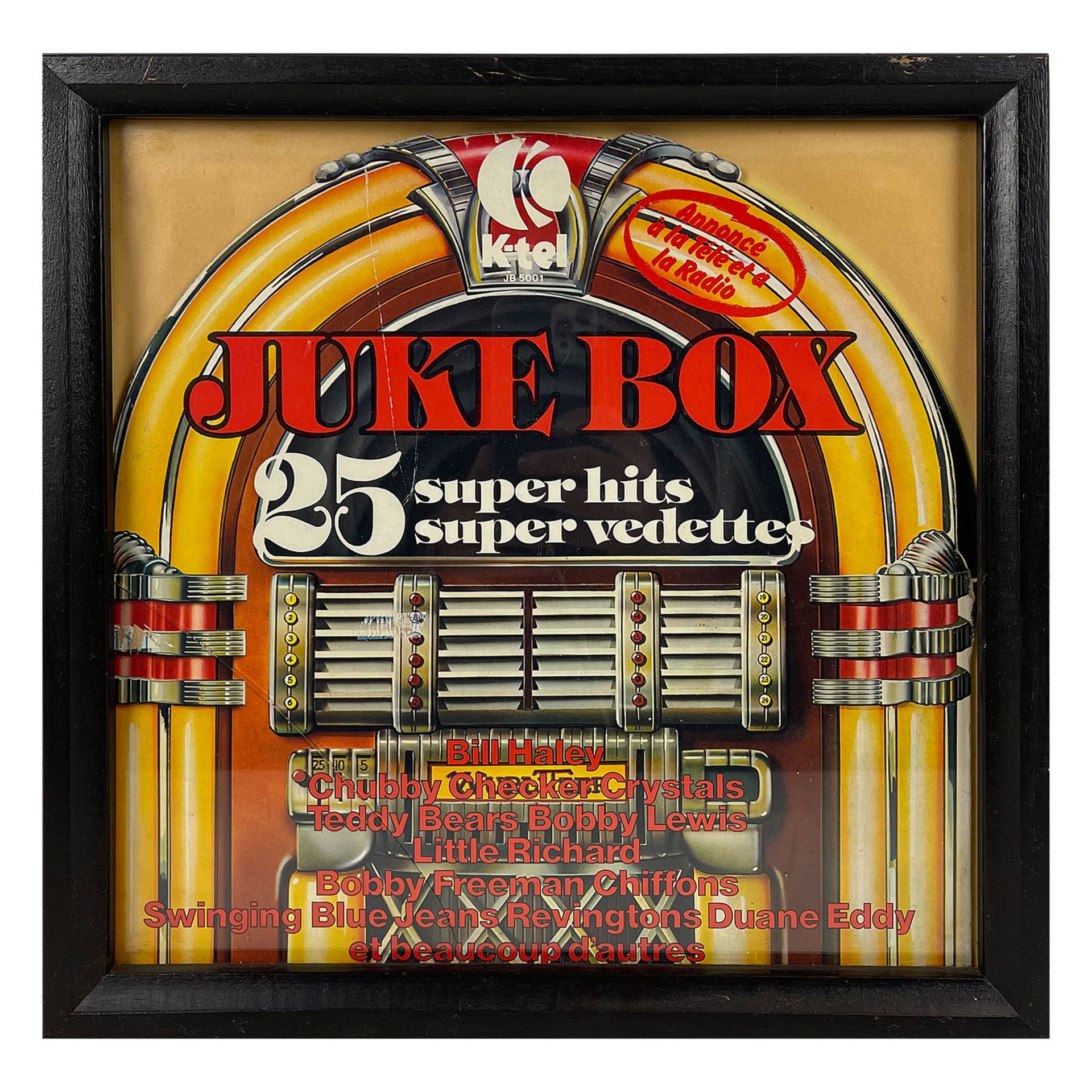 Framed 1977 Juke Box 25 Super Hits Record Cover