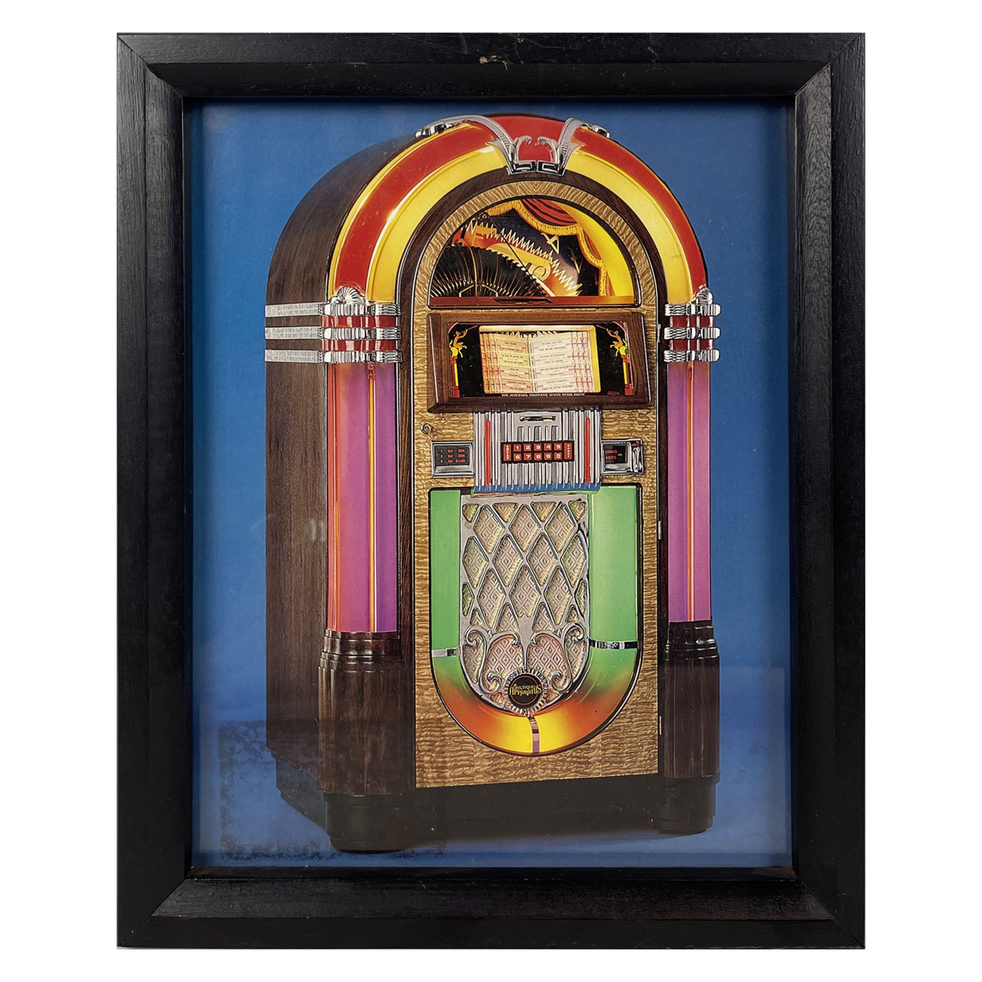 Framed Antique Apparatus "Bubbler" Jukebox Poster