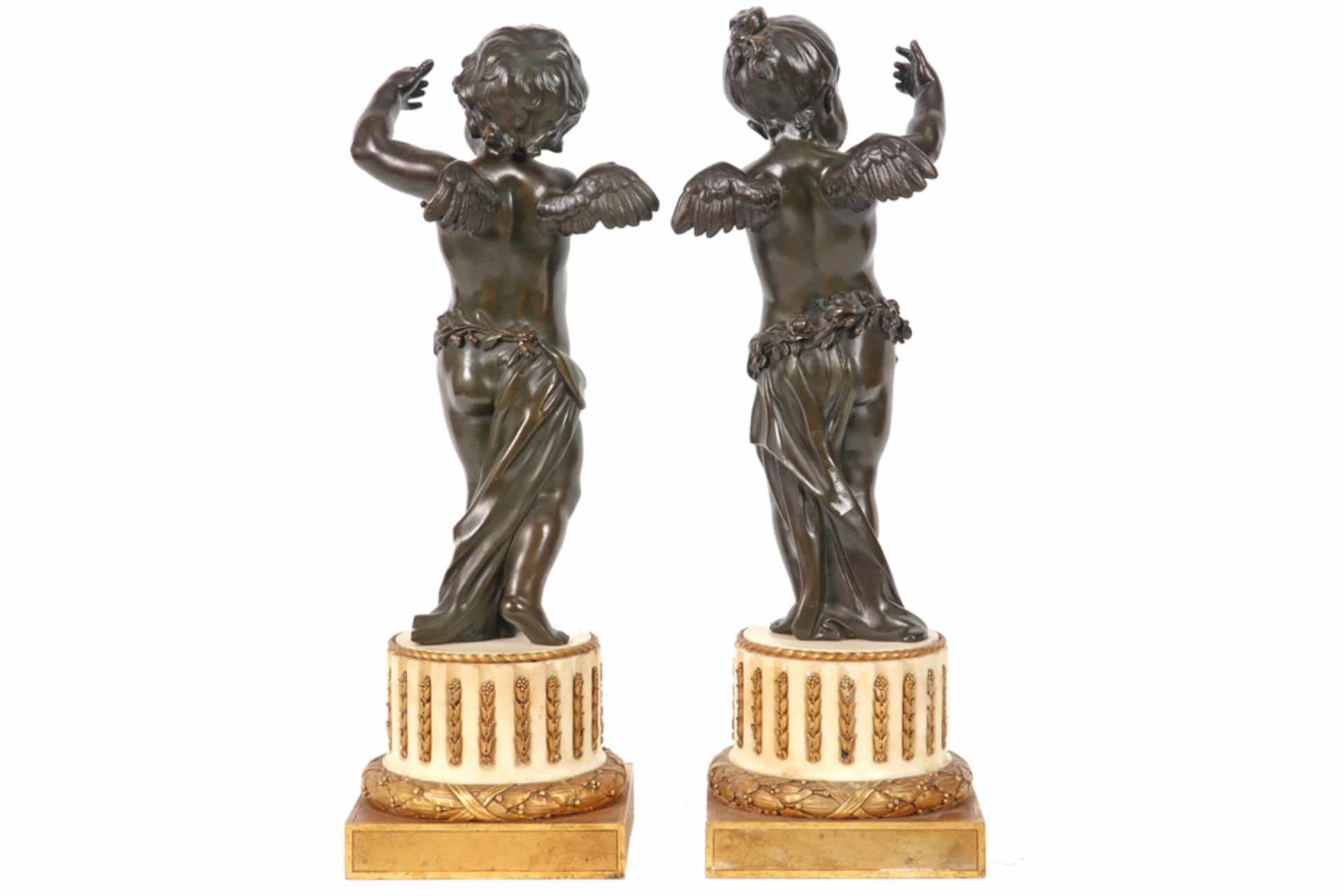 rare pair of 19th Cent. French Henry Dasson signed sculptures in bronze each on Louis XVI style base - Bild 3 aus 3