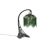 quite rare WMF marked Art Nouveau desk lamp with typical ornamentation || WMF vrij zeldzame Art