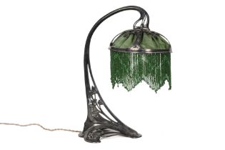 quite rare WMF marked Art Nouveau desk lamp with typical ornamentation || WMF vrij zeldzame Art