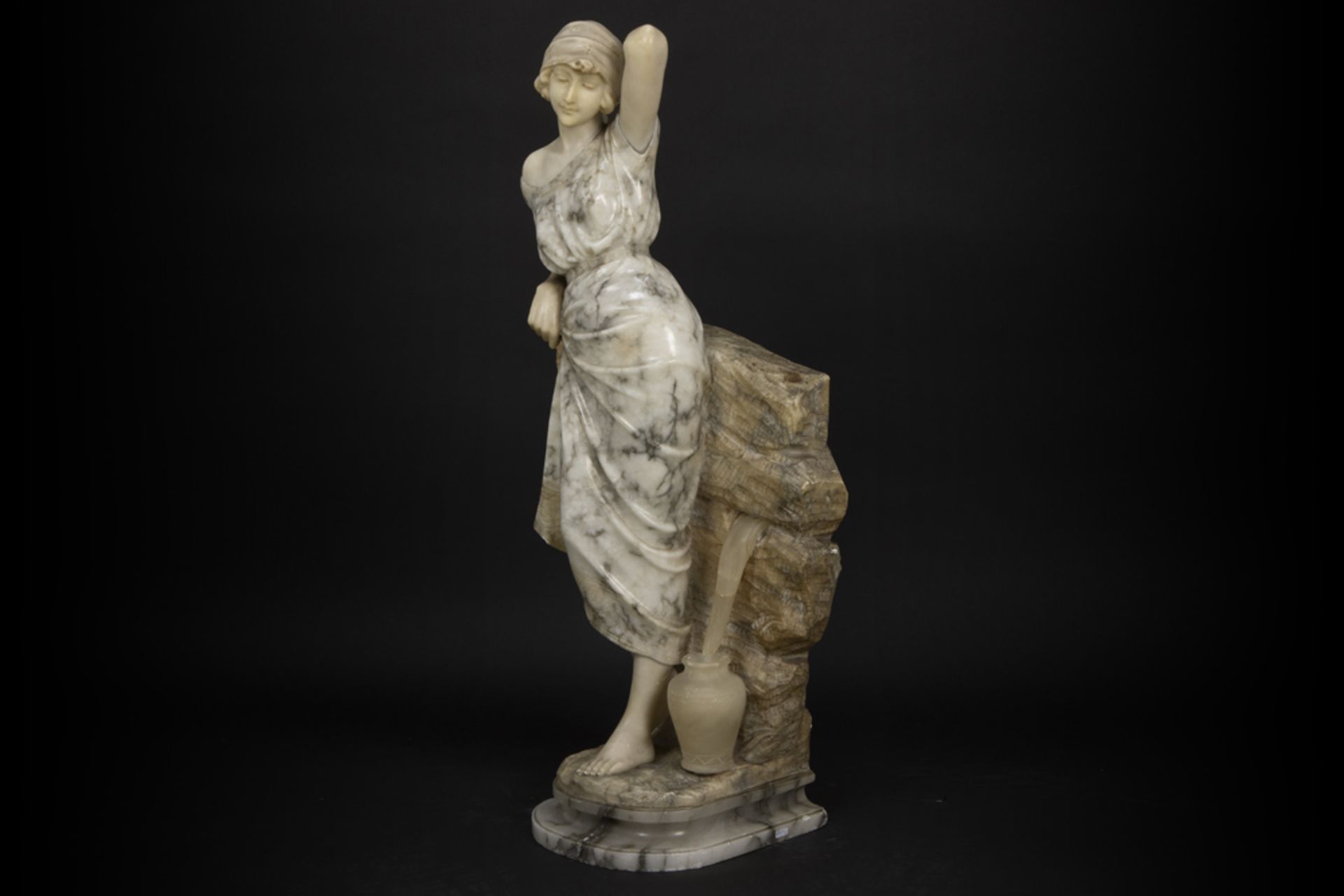 19th Cent. Italian sculpture in marble and alabaster - signed Trafely & Sardelli || TRAFELY & - Image 3 of 5