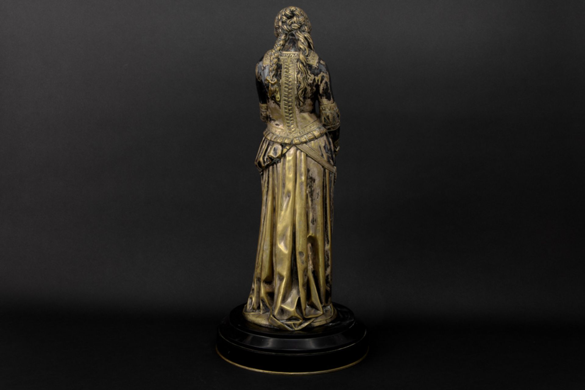 antique French sculpture in silver- and goldplated bronze - signed Emile André Boisseau and dated - Image 3 of 4