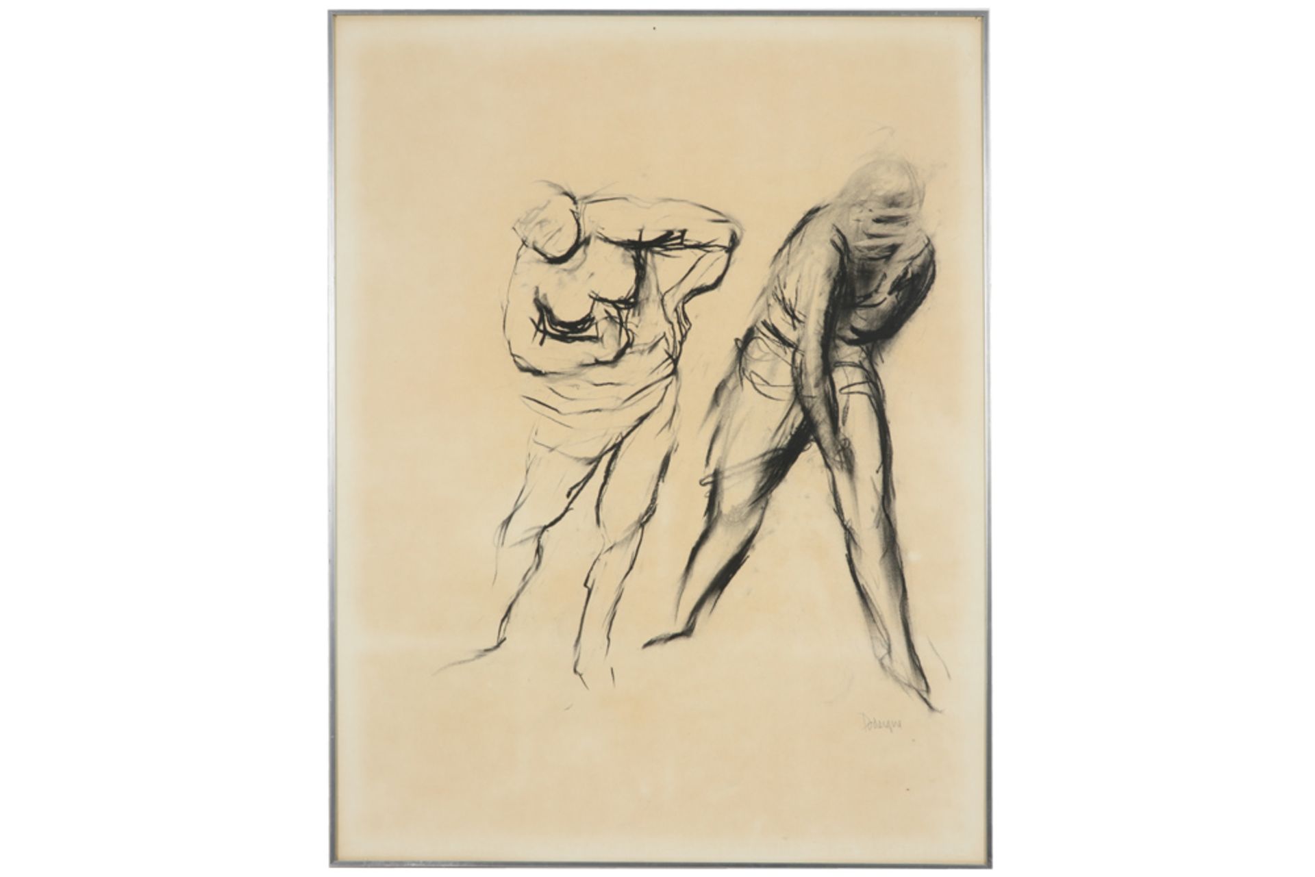 20th Cent. Belgian charcoal drawing - signed Eugène Dodeigne || DODEIGNE EUGENE (1923 - 2015) - Bild 3 aus 3
