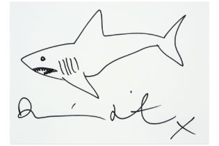 Damien Hirst signed felt-tip pen drawing made during an exhibition in 2008 - with a hologram as
