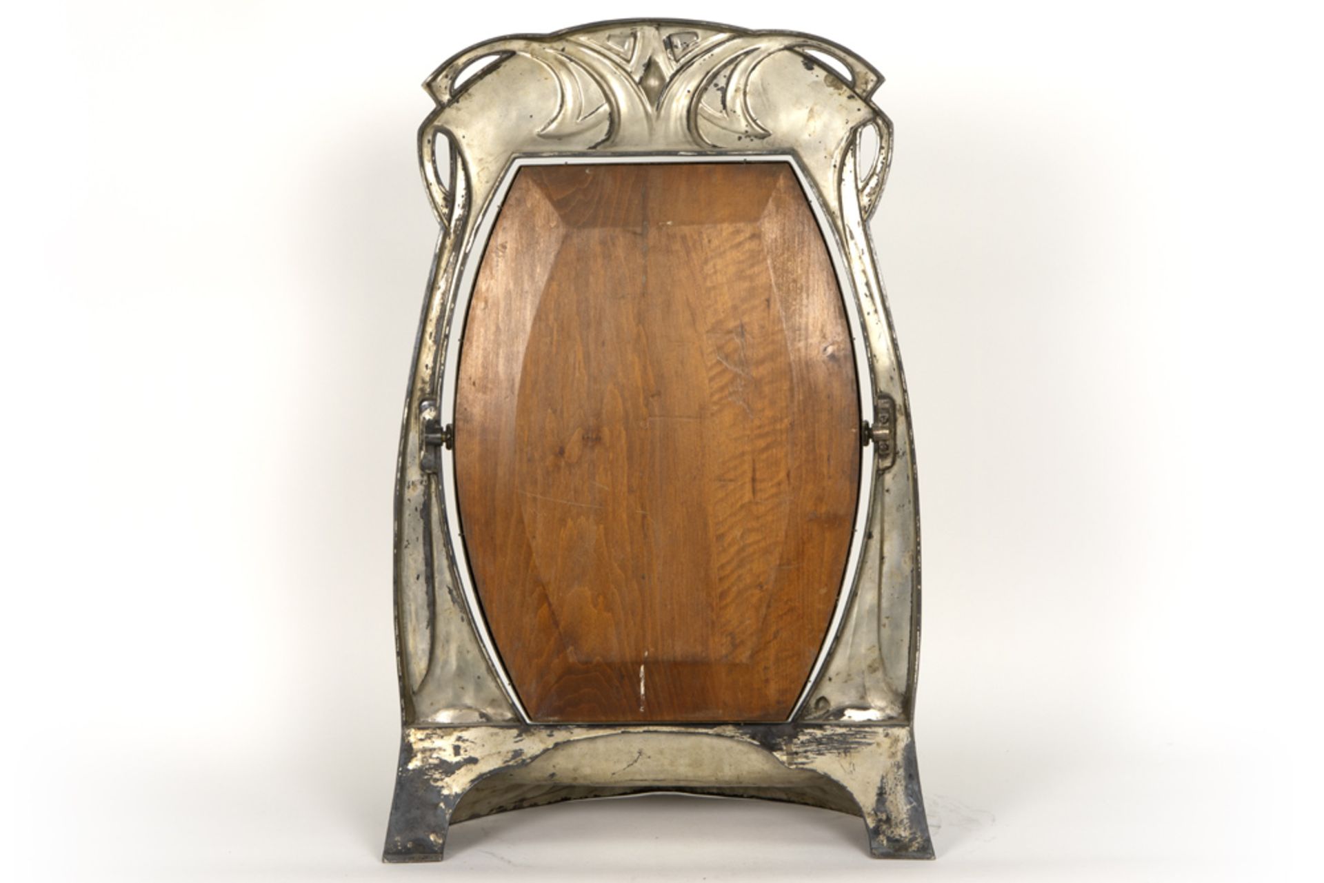 because of the big size rare WMF marked Art Nouveau table mirror with sober whiplash - Image 3 of 4