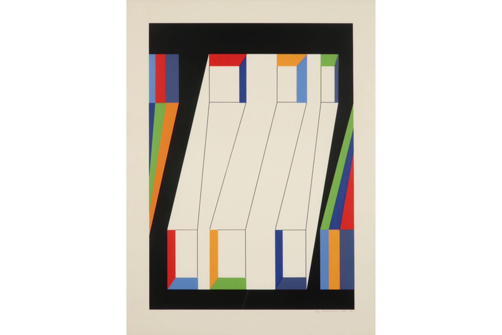 Guy Vandenbranden signed abstract serigraphy in colors dated (19)90 || VANDENBRANDEN GUY (1926 -