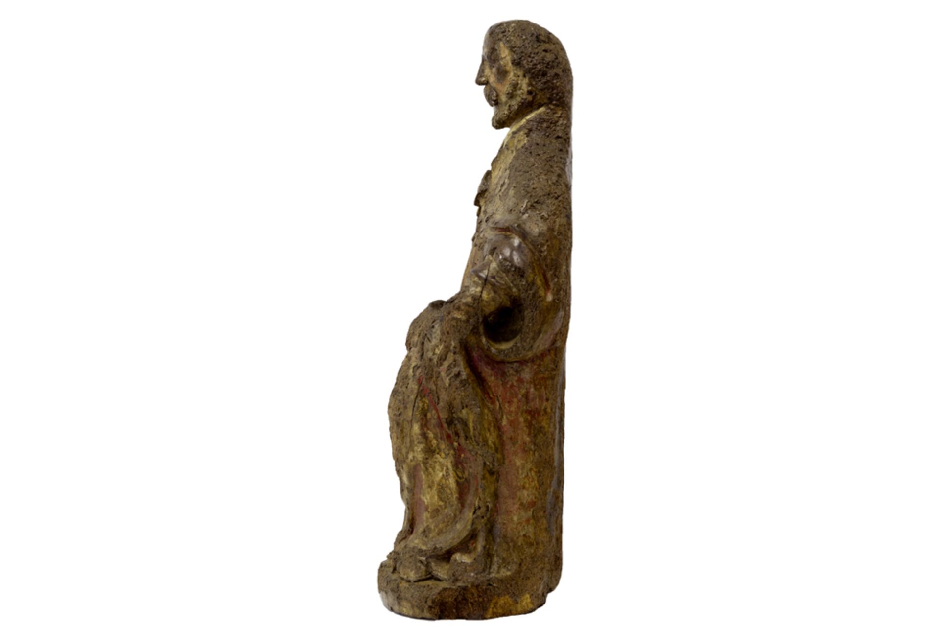 15th Cent. Flemish gothic style sculpture in wood with remains of the original polychromy: " - Bild 4 aus 6