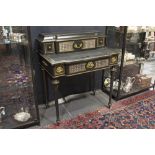 19th Cent. neoclassical Napoleon III ladies' desk in ebony and ebonized wood with inlay of brass and