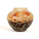 Daum Nancy France marked Antonin Daum Art Nouveau design vase in pâte de verre with a floral