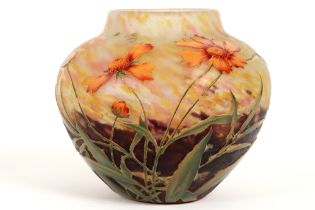 Daum Nancy France marked Antonin Daum Art Nouveau design vase in pâte de verre with a floral