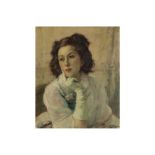 20th Cent. Belgian oil on canvas with a typical theme with young lady - signed Fernand